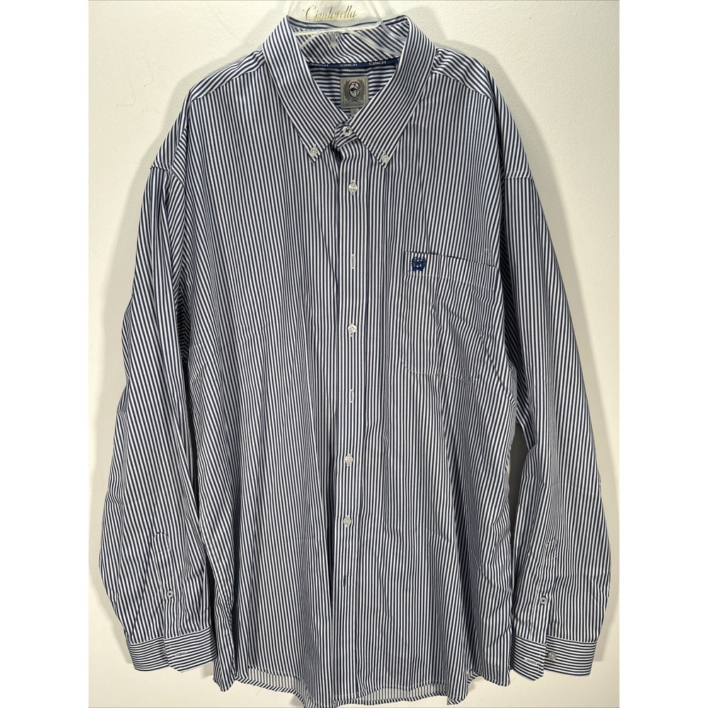 Cinch Shirt Western Blue Striped Long Sleeve Button Front Men's Sz XL rodeo nice